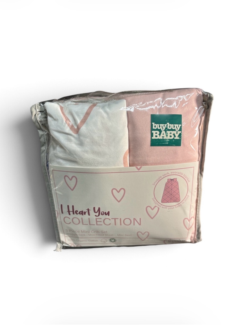 ✔️Buy Buy Baby "I Heart You" Collection 3-Piece Mini Crib Set - NIP